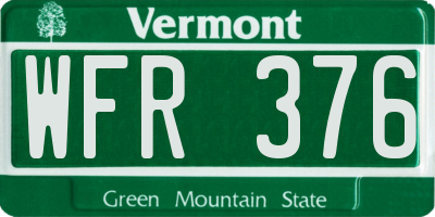 VT license plate WFR376