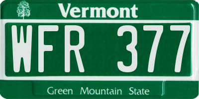 VT license plate WFR377