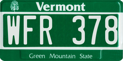 VT license plate WFR378