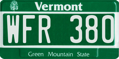 VT license plate WFR380