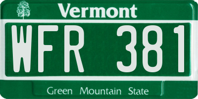 VT license plate WFR381
