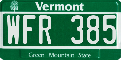 VT license plate WFR385