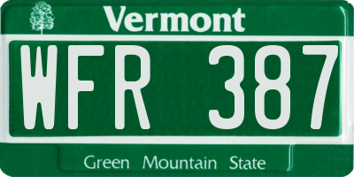 VT license plate WFR387