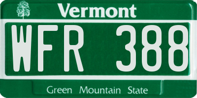 VT license plate WFR388