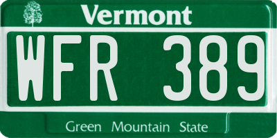 VT license plate WFR389