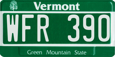 VT license plate WFR390