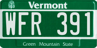 VT license plate WFR391