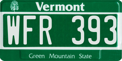 VT license plate WFR393