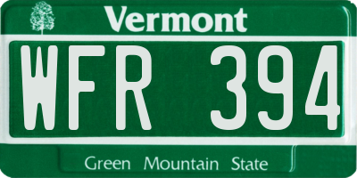 VT license plate WFR394