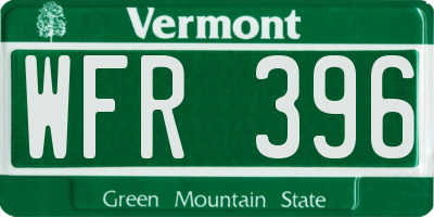 VT license plate WFR396