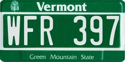 VT license plate WFR397