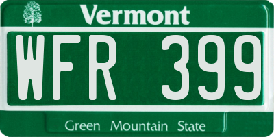 VT license plate WFR399
