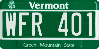 VT license plate WFR401