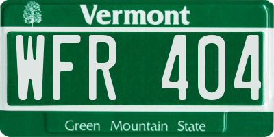 VT license plate WFR404