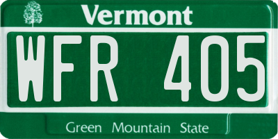 VT license plate WFR405