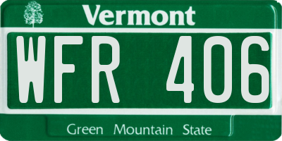 VT license plate WFR406