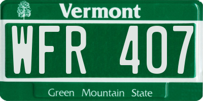 VT license plate WFR407
