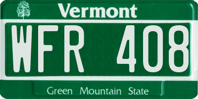 VT license plate WFR408