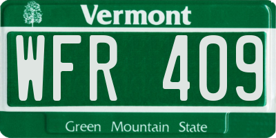 VT license plate WFR409