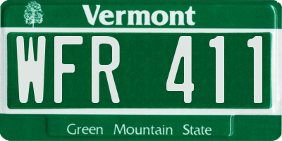 VT license plate WFR411