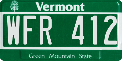 VT license plate WFR412