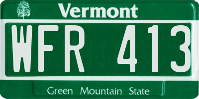 VT license plate WFR413