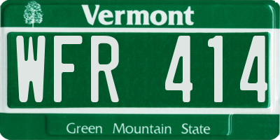 VT license plate WFR414