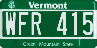 VT license plate WFR415