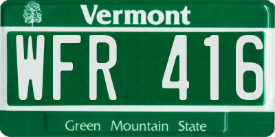 VT license plate WFR416