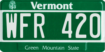 VT license plate WFR420