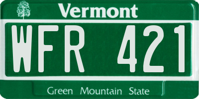 VT license plate WFR421