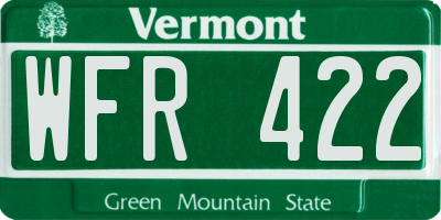 VT license plate WFR422