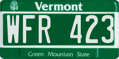 VT license plate WFR423