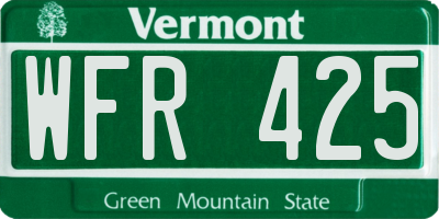 VT license plate WFR425