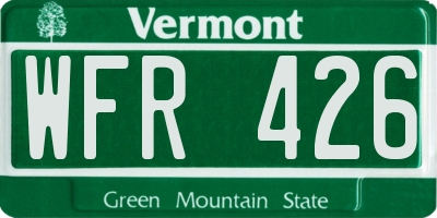 VT license plate WFR426