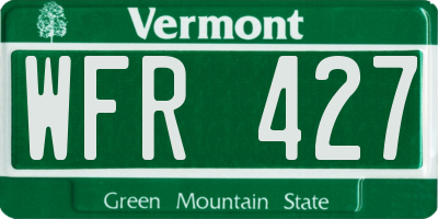 VT license plate WFR427