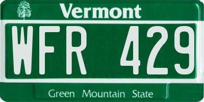 VT license plate WFR429