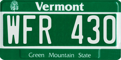 VT license plate WFR430
