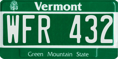 VT license plate WFR432