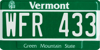 VT license plate WFR433