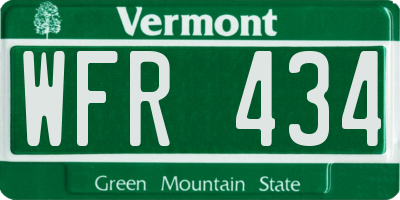 VT license plate WFR434