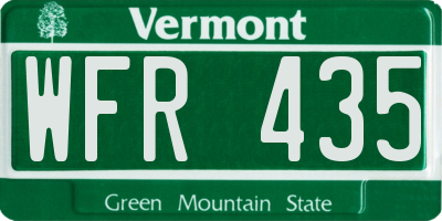 VT license plate WFR435