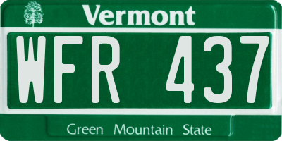 VT license plate WFR437