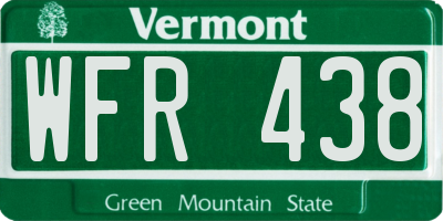 VT license plate WFR438