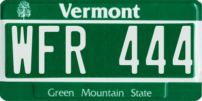 VT license plate WFR444
