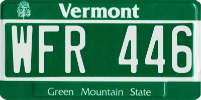 VT license plate WFR446