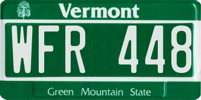 VT license plate WFR448