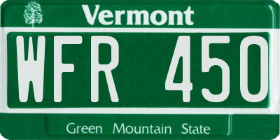 VT license plate WFR450
