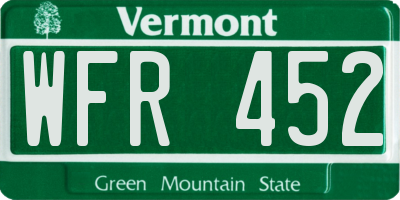 VT license plate WFR452