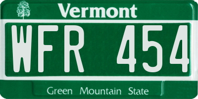 VT license plate WFR454